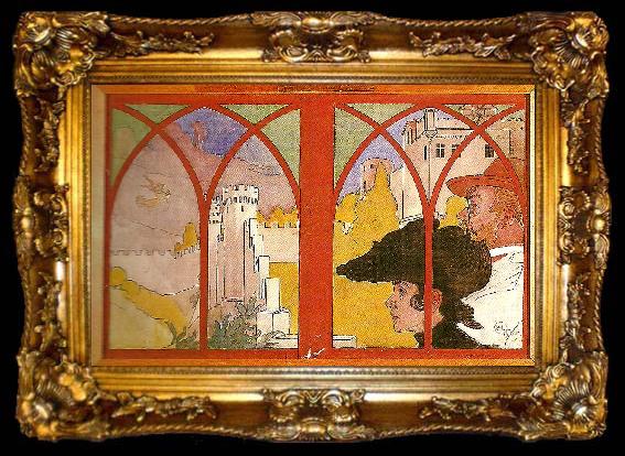 framed  Carl Larsson lustvandrande par i ett historiskt landskap-karin och jag-nutidsmanniskor, ta009-2